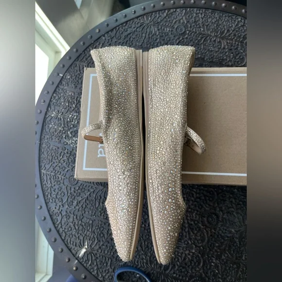 DOLCE VITA REYES CRYSTAL BALLET FLATS IN LIGHT GOLD 8.5 - Picture 11 of 12